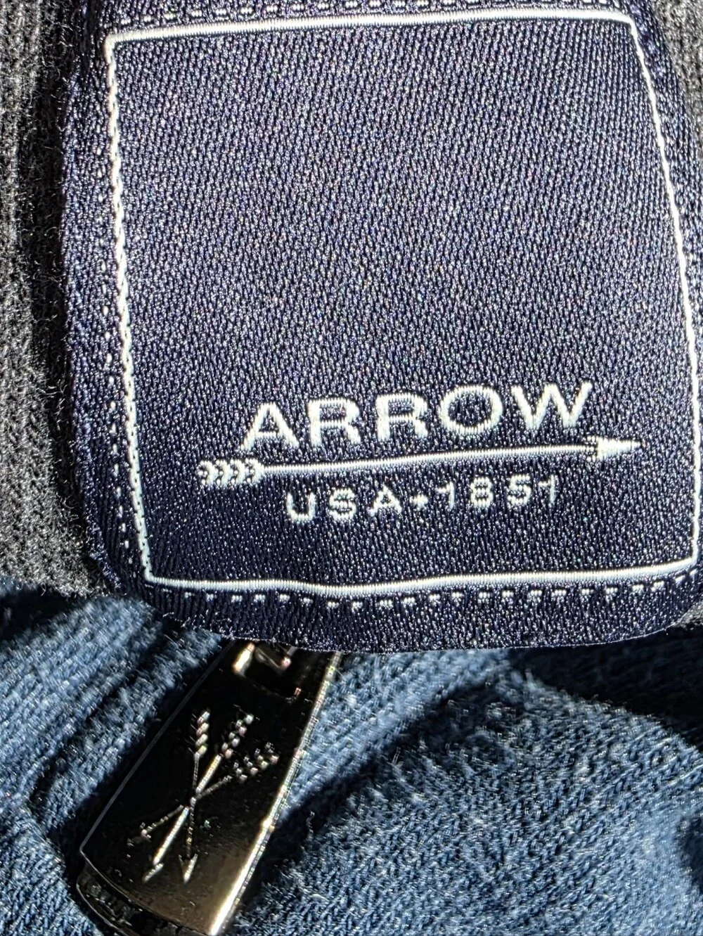 Arrow Size L Men's Quarter-Zip Pullover Sweater - Navy